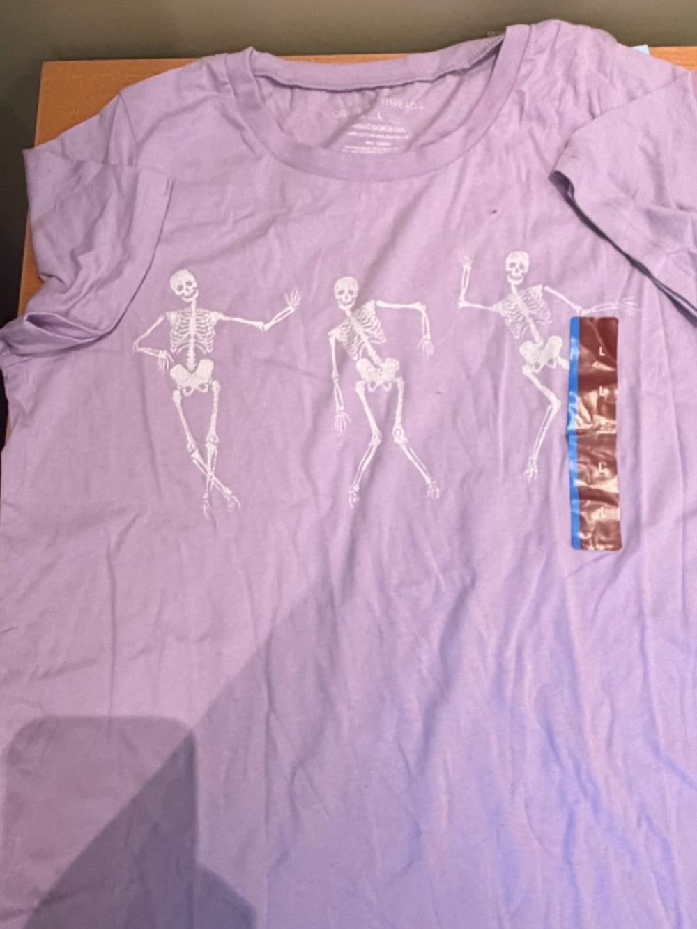 New Grayson threads Purple Skeleton Halloween Graphic Tee - large